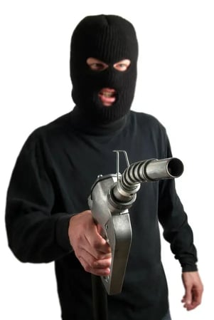 Man in Ski Mask Stealing Fuel from a system with no Coencorp SM2-Fuel Tracking