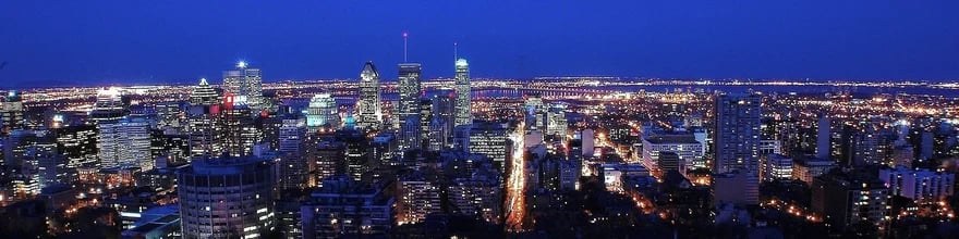 night skyline of the city of Montreal, home to Coencorp fleet management solutions.