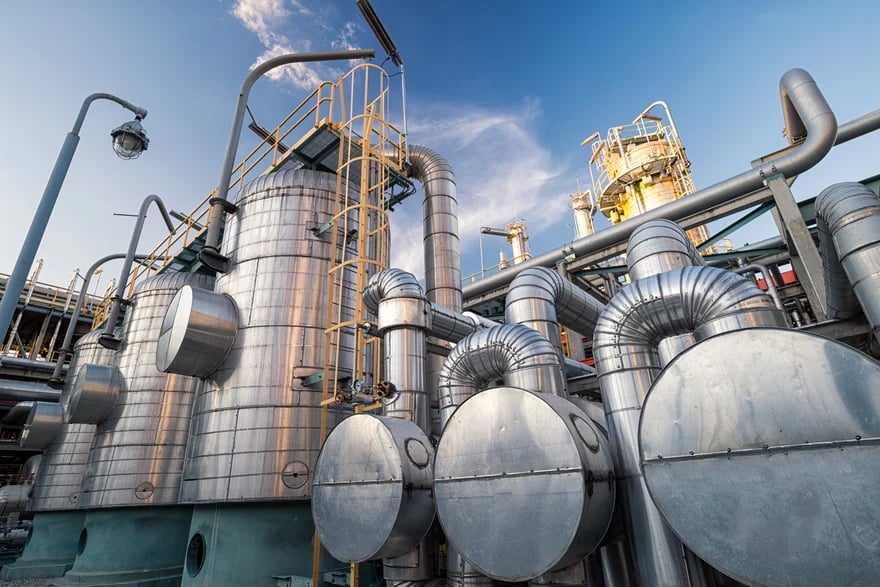 A fuel depot at a local refinery where gas, diesel and other fluids are dispensed tanks for transport to local fueling stations.